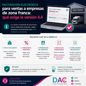 Facturación electrónica para ventas a empresas de zona franca: qué exige la versión 4.4