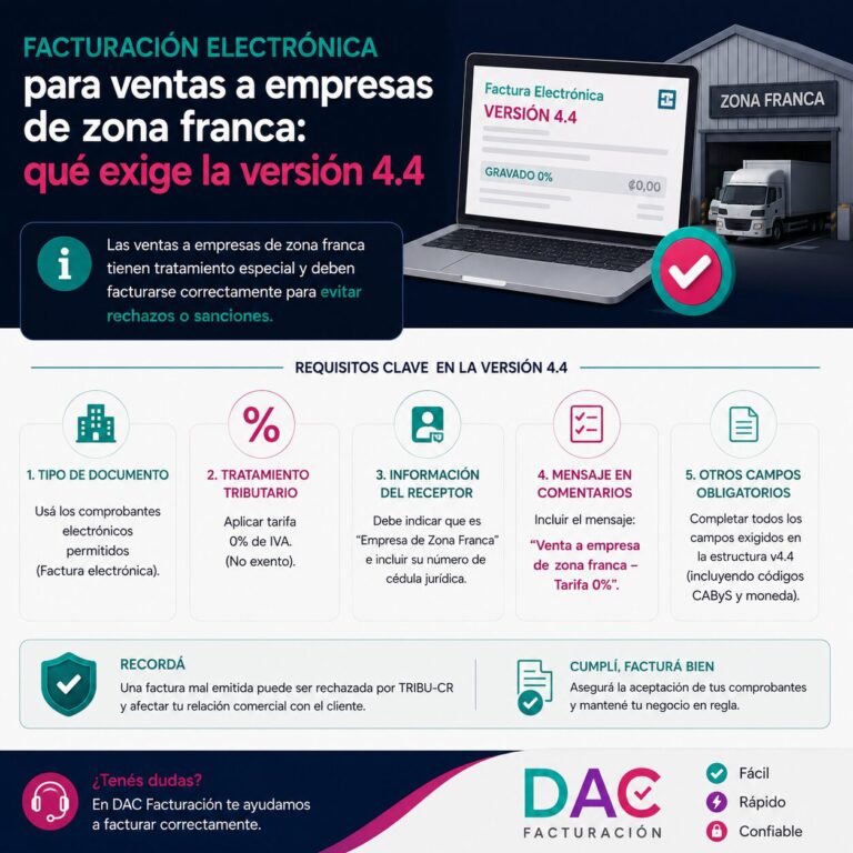 Facturación electrónica para ventas a empresas de zona franca: qué exige la versión 4.4